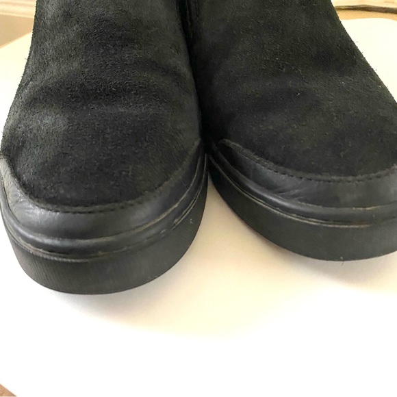 Frye Gemma Shearling Slip On Sneakers Flats Leather Suede Wool Lined 8.5 Black - Picture 8 of 8